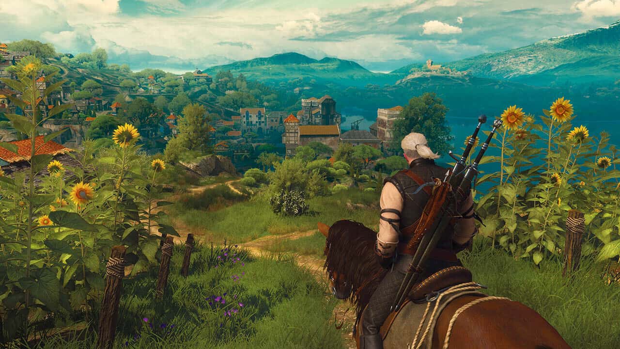 Sunflower fields above the roofs of Toussaint